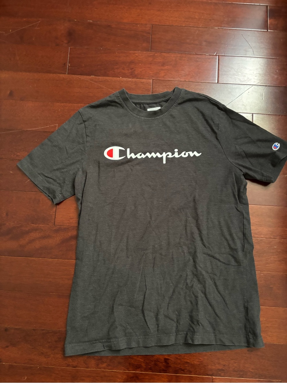 Champion Short-Sleeve Logo Tee - Black with Red & White Accents